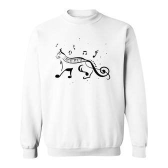 Cool Cat Treble Clef Music Funny Kitty Notes Musician Gift Sweatshirt | Mazezy