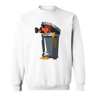 Cool Funny Paparazzi In Trash Can Sweatshirt | Mazezy