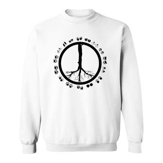 Cool Peace Sign Animal Rights Gift Funny Animal Footprints Sweatshirt | Mazezy