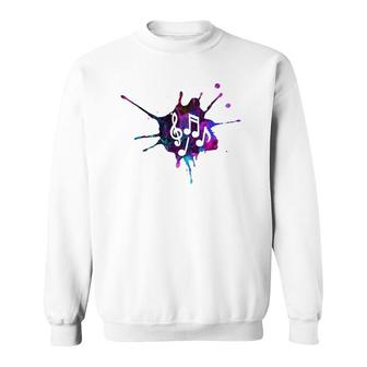 Cool Water Color Musical Notes Music And Arts Musicians Gift Sweatshirt | Mazezy