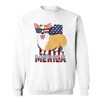 Corgi Merica For Kids Boys Usa Flag 4Th Of July Dog Sweatshirt | Mazezy