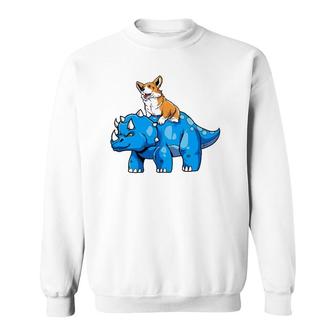 Corgi Riding A Dinosaur - Dinosaur Historical Dino Sweatshirt - Thegiftio UK