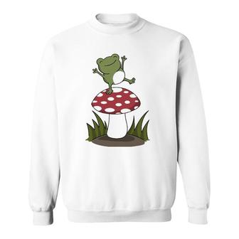 Cottagecore Mushroom Aesthetic Turtle Frog Animal Lover Sweatshirt | Mazezy