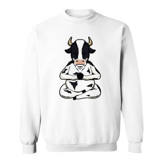 Cow Yoga Meditating Calf Yogi Bull Sitting Yoga Pose Namaste Sweatshirt | Mazezy