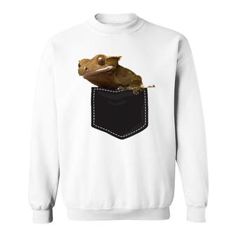 Crested Gecko Pocket Badge Sweatshirt | Mazezy