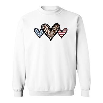 Cute American Flag Hearts Fourth 4Th Of July Usa Patriotic Sweatshirt | Mazezy