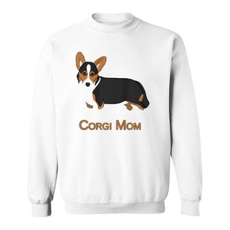 Cute Black & Tan Cardigan Welsh Corgi Mom Dog Lovers Sweatshirt | Mazezy