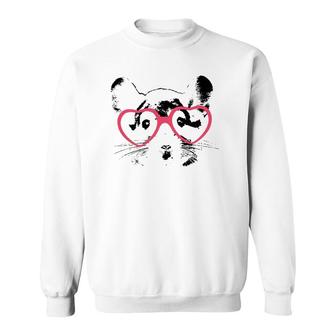 Cute Chinchilla With Pink Heart Glasses Sweatshirt | Mazezy