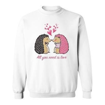 Cute Hedgehogs Kissing Valentine's Day Gift For Her Sweatshirt | Mazezy