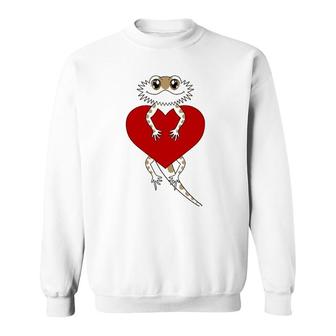 Cute Red Heart Cartoon Bearded Dragon Valentines Day Sweatshirt | Mazezy