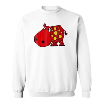 Cute Red Hippo Cartoon Sweatshirt | Mazezy