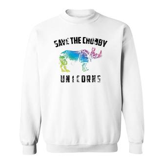 Cute Save The Chubby Unicorns Rhino Motivational Sweatshirt | Mazezy
