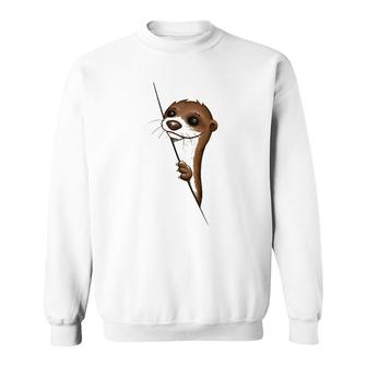 Cute Sea Otter Illustration Otter Fan Art Sweatshirt | Mazezy