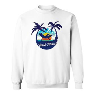 Cute Tropical Beach Please Sunset And Palm Trees - Beach Sweatshirt | Mazezy