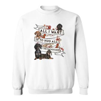 Dachshund Doxie Dachshund All I Want To Hug All Of The Dachshunds Dog Lovers Sweatshirt | Mazezy