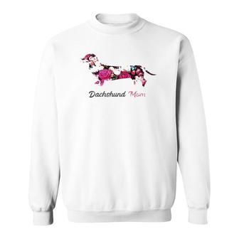Dachshund Mom Gift For Women Floral Doxie Mama Mother's Day Sweatshirt | Mazezy