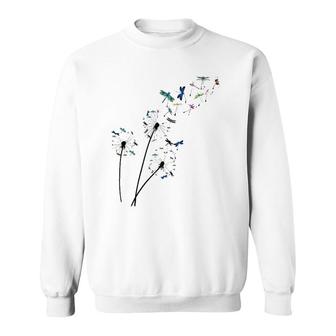 Dandelion Dragonfly Flower Floral Dragonfly Tree Sweatshirt | Mazezy