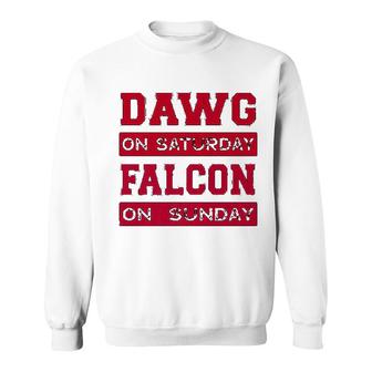 Dawg On Saturday Falcon On Sunday Atlanta Athens Football Sweatshirt | Mazezy