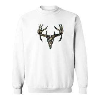Deer Skull Antlers Camo Printed Sweatshirt | Mazezy