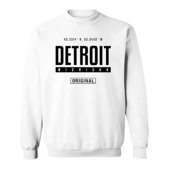 Detroit Coordinates Novelty Graphic Gift For Men Women Sweatshirt | Mazezy