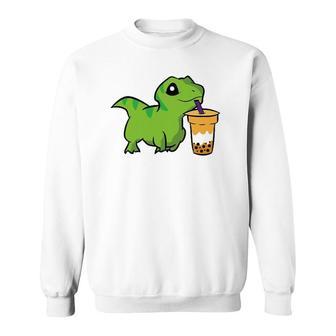 Dinosaur Drinking Bubble Tea Funny Boba Tea Sweatshirt | Mazezy