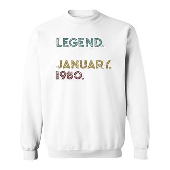 Distressed Retro Legend Since January 1980 42Nd Birthday Sweatshirt | Mazezy