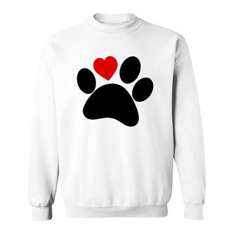 Dog Paw With Heart - I Love Dogs Sweatshirt | Mazezy