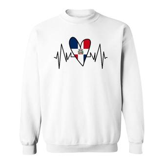 Dominican Flag Heartbeat Ekg Heart Sweatshirt | Mazezy