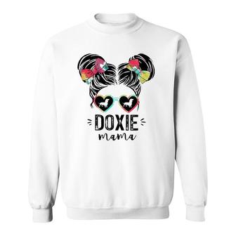 Doxie Mama Gifts Double Bun Hair Dachshund Gifts Dog Mom Sweatshirt | Mazezy