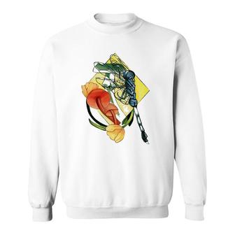 Dragonfly Mushroom And Tulips Flowers Flying Insect Fungi Sweatshirt | Mazezy