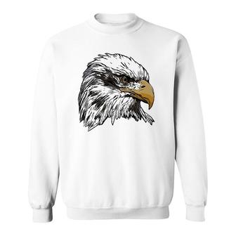 Eagle Imprint American Bird Animal Retro Art Motif Bald Sweatshirt | Mazezy