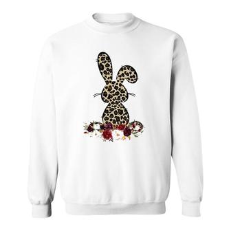 Easter Cute Gift For Her Mom Teen Girls Wife Leopard Bunny Sweatshirt | Mazezy