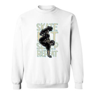 Eat Sleep Skate Repeat Skateboard Lover Sweatshirt | Mazezy
