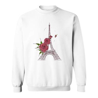 Eiffel Tower Of Paris In France Parisian Rose Sweatshirt | Mazezy