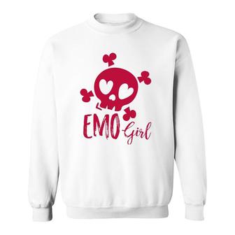 Emo Girl Pink Skull Emo Goth Music Emotional Skull Humor Sweatshirt | Mazezy