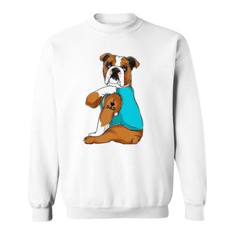 English Bulldog I Love Dad Tattoo Apparel Dog Dad Gifts Sweatshirt | Mazezy