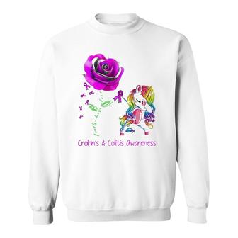 Faith Hope Love Unicorn Crohn's & Colitis Awareness Sweatshirt | Mazezy