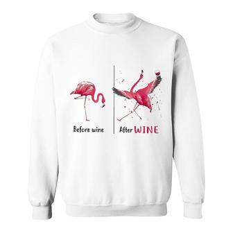 Flamingo Before And After Wine Sweatshirt | Mazezy
