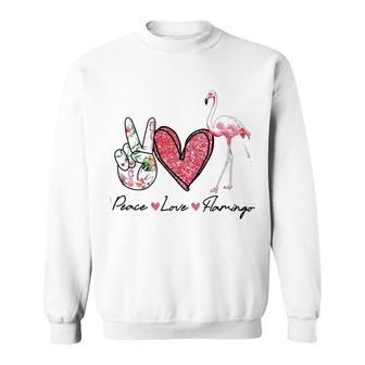 Flamingo Peace Love Sweatshirt | Mazezy