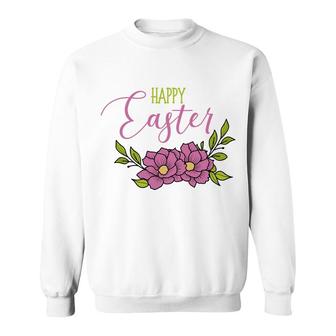 Floral Happy Easter Sweatshirt | Mazezy