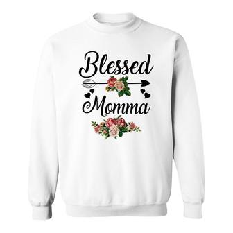 Flower Blessed Momma White Sweatshirt | Mazezy