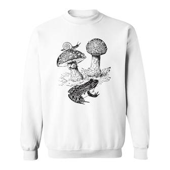 Frog Mushroom And Snail Vintage Botanical Art Sweatshirt | Mazezy
