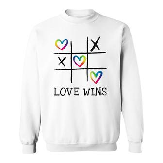 Fun Lgbtq Love Wins In Gay Pride Rainbow Colors - Gay Ally V-Neck Sweatshirt | Mazezy