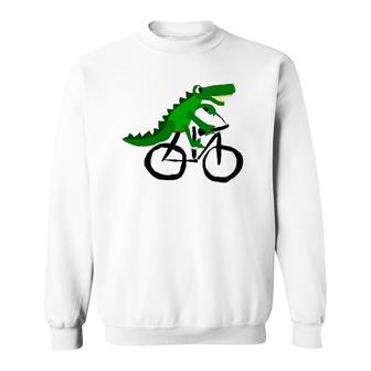 Funny Alligator Riding Bicycle Cartoon Sweatshirt - Thegiftio UK