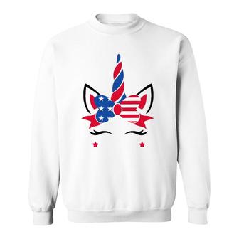 Funny American Unicorn Usa Flag 4Th Of July Gift Women Girls Sweatshirt