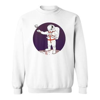 Funny Astronaut Selfie Gift Exploring Space Walking On Moon Sweatshirt | Mazezy