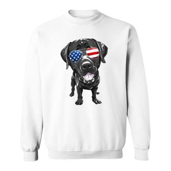 Funny Black Lab Dog Sunglasses American Flag Sweatshirt | Mazezy