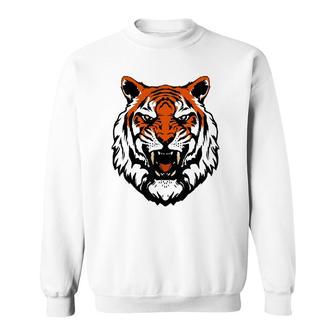 Funny Growling Mouth Open Bengal Tiger Birthday Sweatshirt | Mazezy