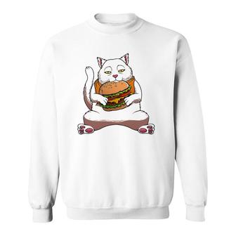 Funny Kawaii Cat Hamburger Design For Men Women Burger Eater Sweatshirt | Mazezy