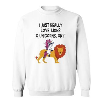 Funny Lion Unicorn Lion Lover Gift Unicorn Lover Sweatshirt | Mazezy